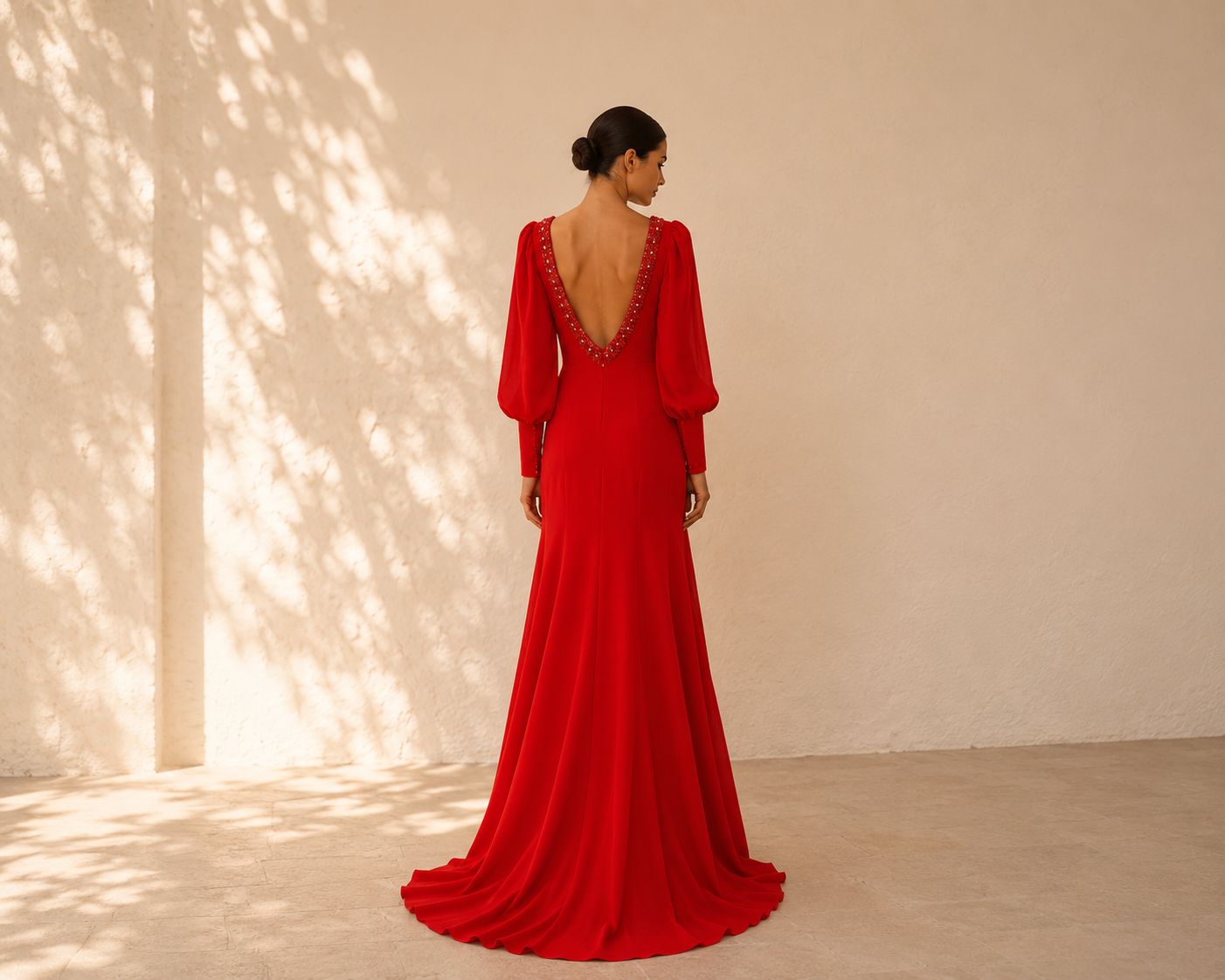 Vestido largo rojo corte sirena